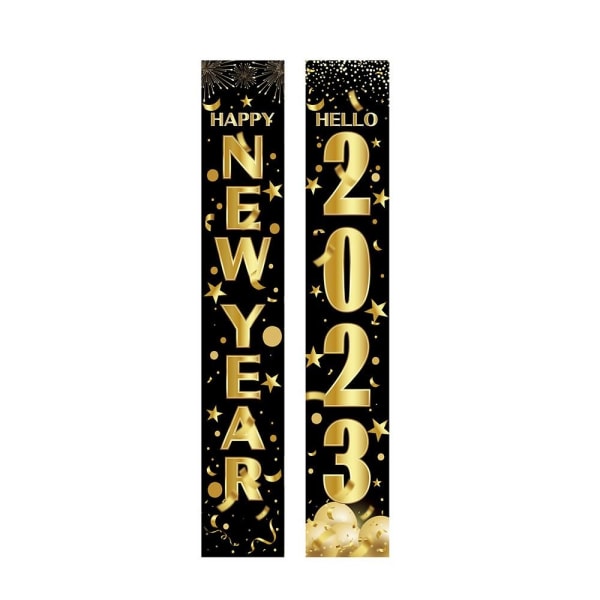 2023 Hyvää uutta vuotta Couplet Decor taustalla riippuva lippu 2 2