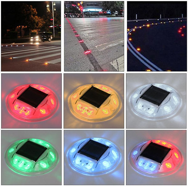 Solar Road Stud Light Trafikmarkeringslys BLÅT BLINKER BLÅT Blue flashing