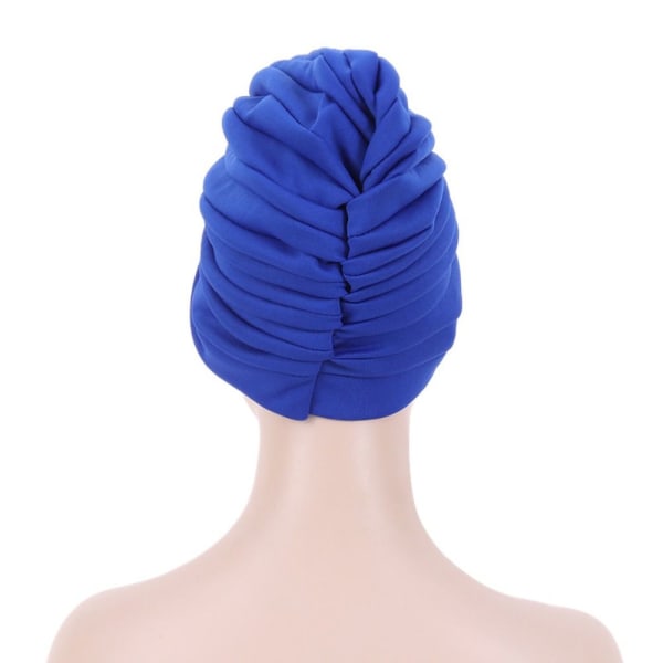 Plisserad Turban Cap Kemo Keps KUNGSBLÅ royal blue