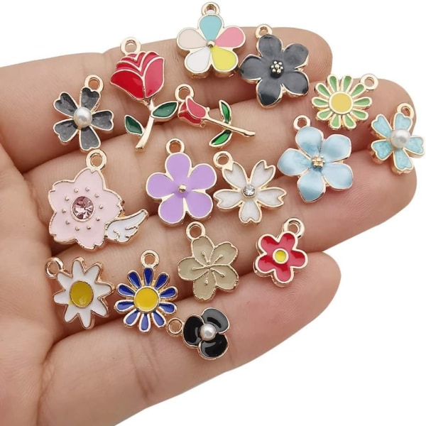 Blomsterberlocker hängeörhänge berlocker Emaljberlock hänge