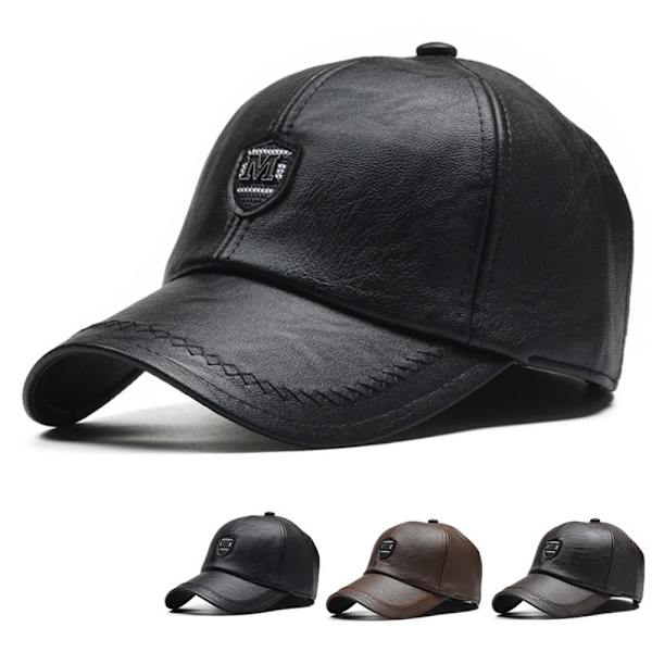 Læder Baseball Caps Termo Hatte SORT black