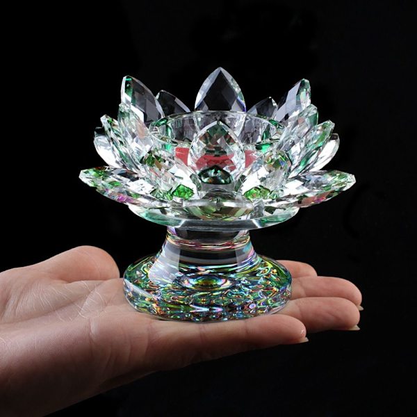 Crysta Lotus Flower Ornament Lotus Flower Figuuri LÄPINÄKYVÄ transparent