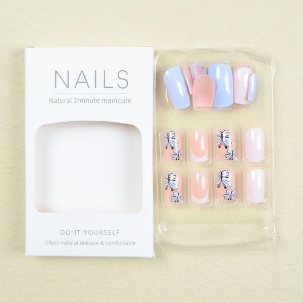 24stk False Nails Short Square French