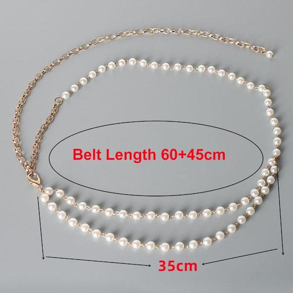 Kaksikerroksinen Pearl Belt Thin Chain vyötärönauha SILVER silver
