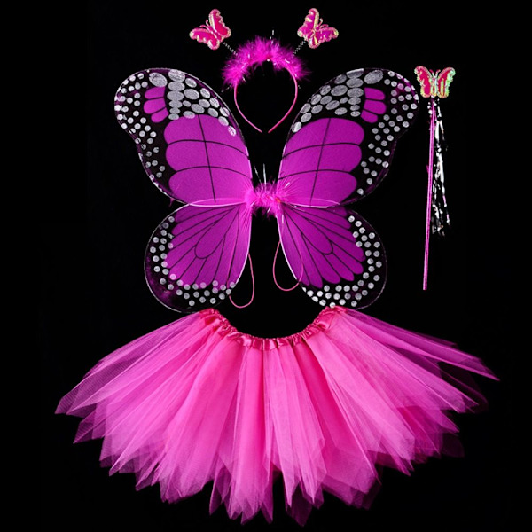 Lasten pukurekvisiitta Butterfly Wings -setit ROSE 4 KPL / SET 4 Rose 4 pcs/set-4 pcs/set