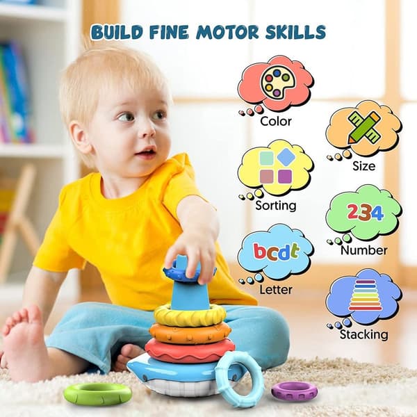 Stable Ring Blocks Rainbow Tower BLÅT blue