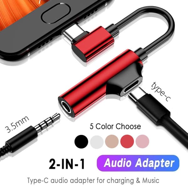 USB C DAC Adapter Hörlursadapter RÖD Red