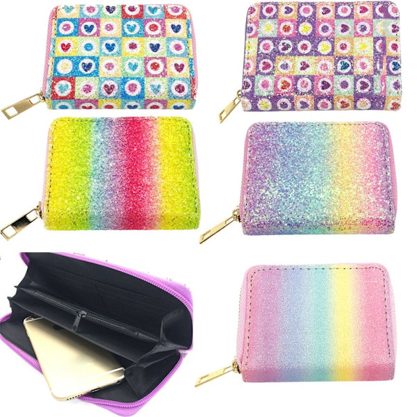 Glitter Sequin Myntveske Glidelås Lommebok 4 4 4