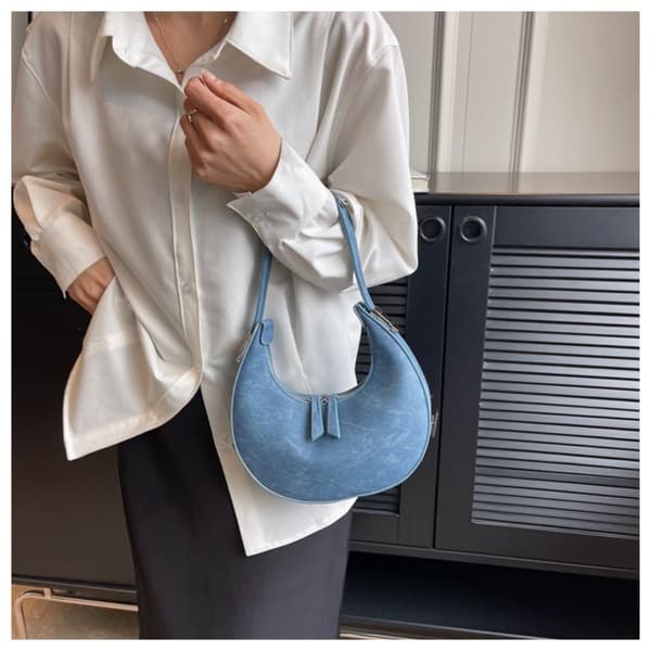 Læder Håndtaske Half Moon Tasker SORT Black