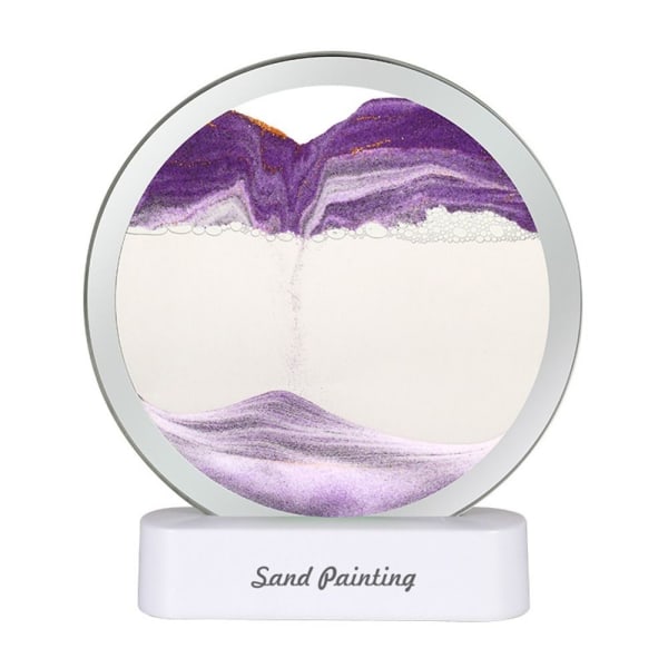 3D Moving Sand Art Bordlampe Quicksand Painting Night Light Purple