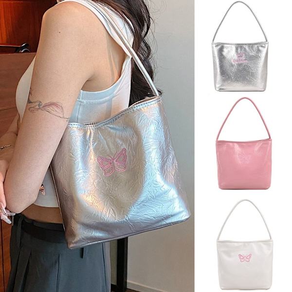 Silver Bucket Bag Kainalolaukku MUSTA KIRJAIN black letter-letter