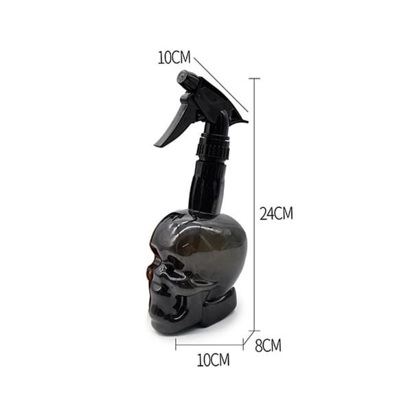 Skull Shape Tyhjä Spray Pullo Kampaamo Suihkepullo MUSTA Black