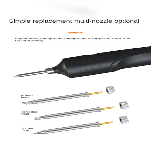 Sladdlös lödkolv temperaturkontroll USB elektrisk Black