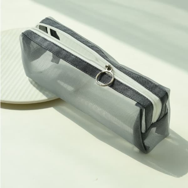Transparent brevpapper Pennväska Nylon Mesh Case GRÅ Gray