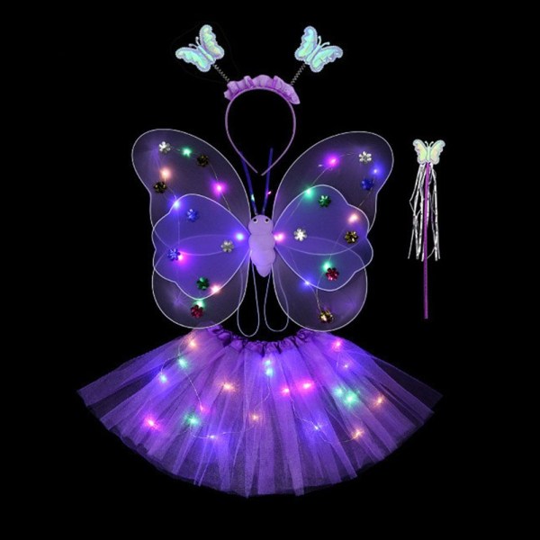 LED-lasten pukurekvisiitta Tyttöjen hameet Angel Luminous Wings purple pattern 2