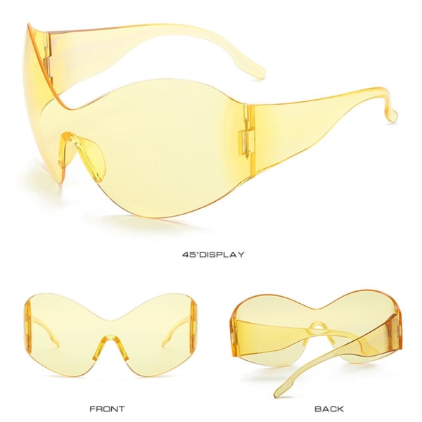 Oversized Futuristic Solbriller Y2K Solbriller GUL GUL Yellow