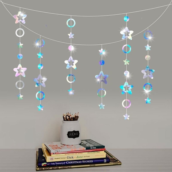Riippuvat värikkäitä bannerit Star Butterfly Garland SILVER silver 4m-star-4m-star