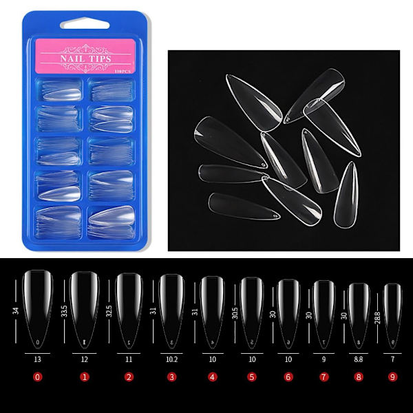 Falske neglespidser Fuld & halvt dæksel Falske negle TRANSPARENT CUSP TRANSPARENT Cusp-Cusp