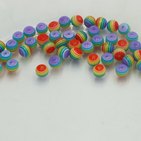 400 stk akryl perler regnbue stribede perler regnbue perler