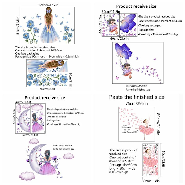 Princess Wall Stickers Girls On Moon 3 3 3