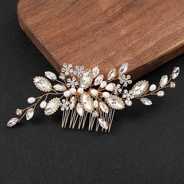 Morsiamen hiuskampa Crystal Hair Comb GOLD Gold