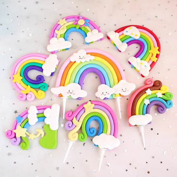 5 st Födelsedagstårta dekorationer Rainbow Cake Toppers 2 2 2
