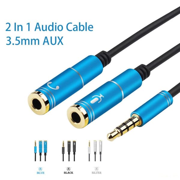 2 kpl äänikaapeli Audiosovitinkaapeli MUSTA Black