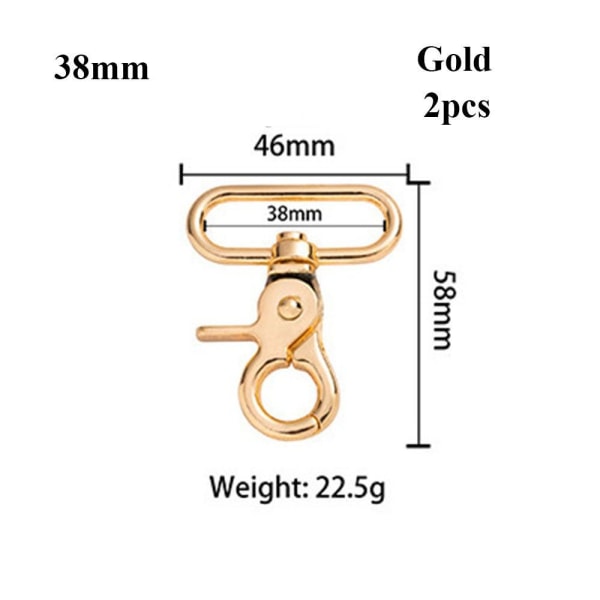 2stk Metal Snap Hook Trekkspenner GULL 38MM Gold 38mm