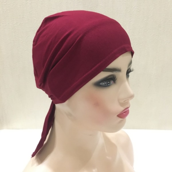 Naisten huivin alla Hijab Bonnet Cap PUNAINEN Red