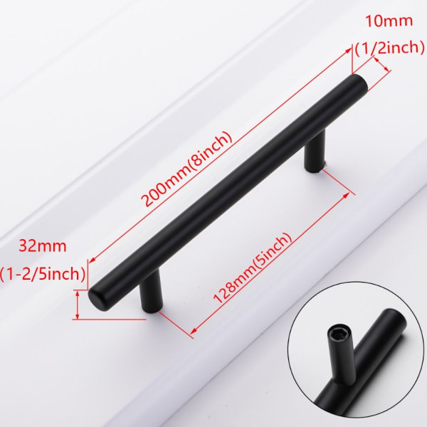 Dörrhandtag Skåpshandtag SVART 10X200X128MM 10X200X128MM black 10x200x128mm-10x200x128mm