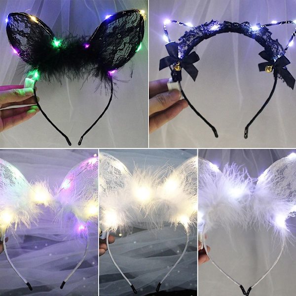 LED Feather Wreath Crown Pandebånd 3 3 3