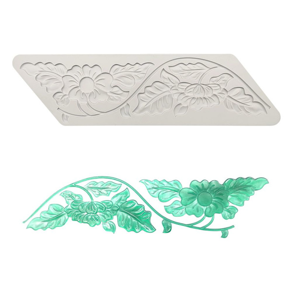 Fondant Tårta Spetsmatta Silikon Form 3D-gravyr 24 24