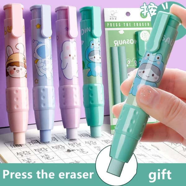 2ST Tryckpenna Eraser Mekanisk Eraser BLÅ Blue