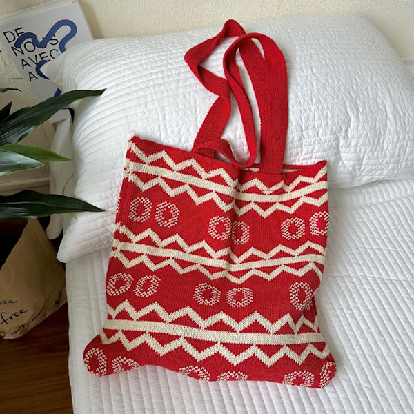 Håndvævet Taske Knot Håndledstaske RØD red