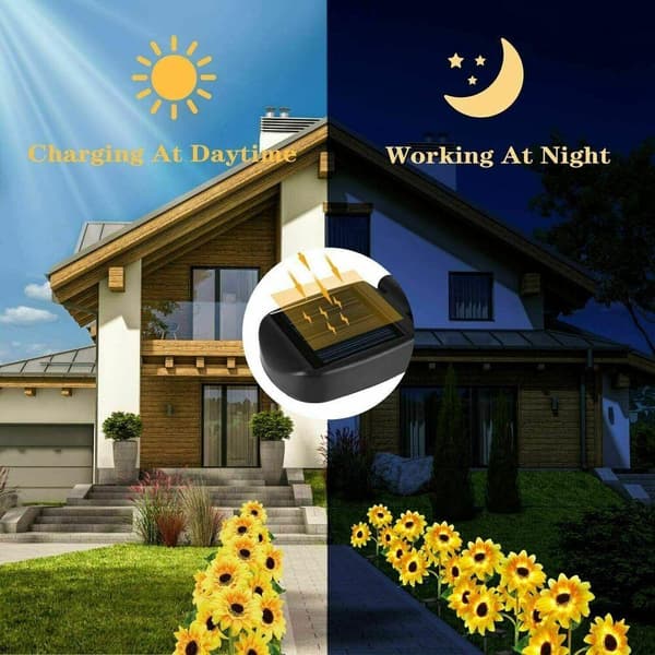 Auringonkukan valo puutarha aurinkolamppu maisemavalot 2pcs