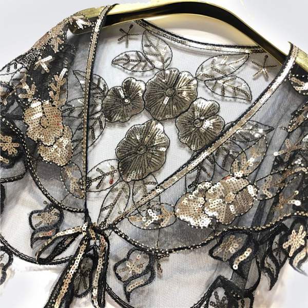 Dam Sjal Evening Prom Cape SVART&SILVER black&silver