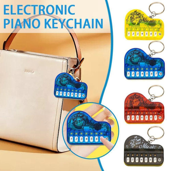Klavernøglering Elektronisk Keyboard Keychai TRANSPARENT SORT Transparent Black