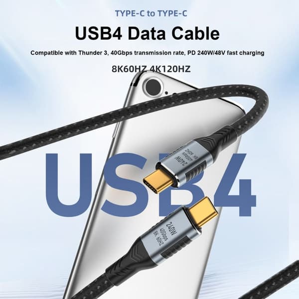 USB-C till typ C-kabel USB 4.0 Gen 3 0.5M 0.5m