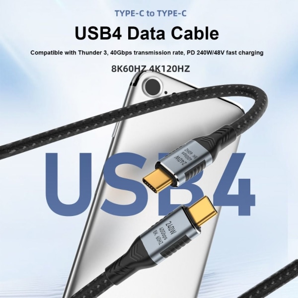 USB-C till typ C-kabel USB 4.0 Gen 3 1.2M 1.2m