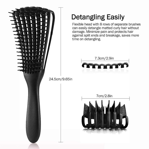 Detangling Brush Hair Scalp Massager SVART black