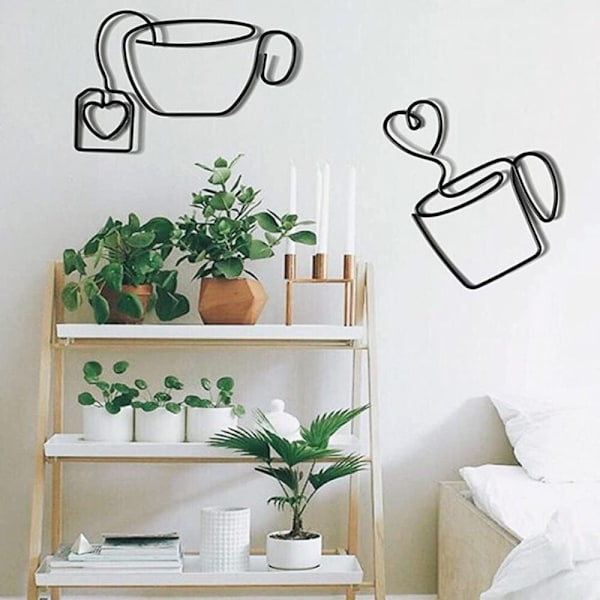 2 st Kaffekopp järn väggdekoration Iron House Wall SET