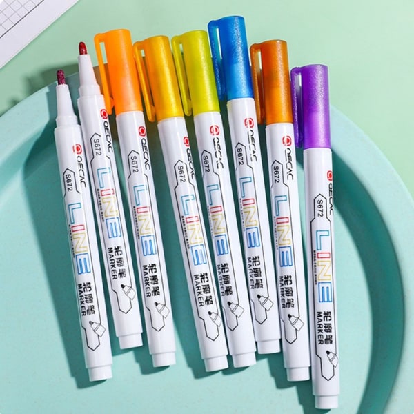 Double Line Outline Pen Marker Pen 8-COLOR 8-COLOR 8-Color