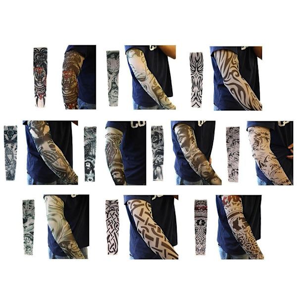 6 stk Tatovering Armhylser Lange Ermer Tatovering Solbeskyttelse
