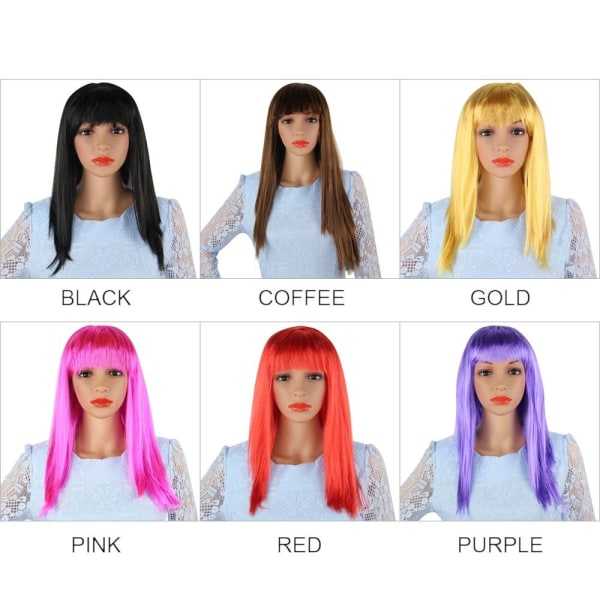 Parykk Lang rett hår Cap ROSA pink