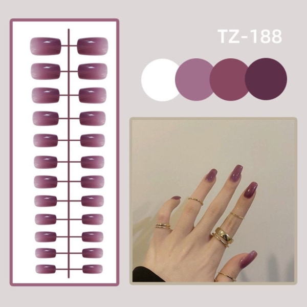 24 st Enfärgade falska naglar Medellånga fyrkantiga huvuden falska TZ-231