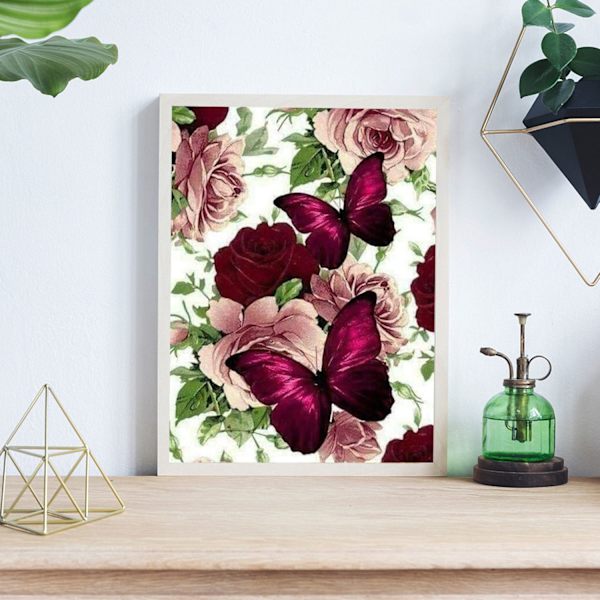 Butterfly Flower 5D Rund Full Diamond Painting Diamond