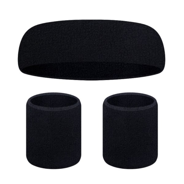 3stk/sett Wrist Guards Sports Pannebånd SVART Black