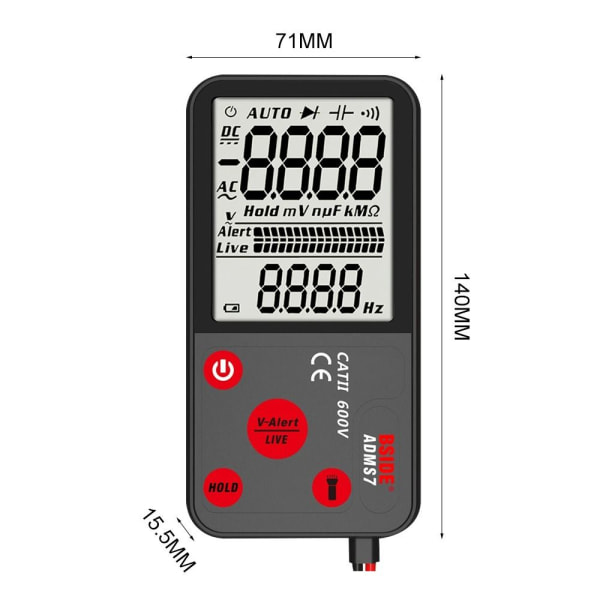 Digital Smart Multimeter Spenningsdetektor Multi Tester Meter ADMS7