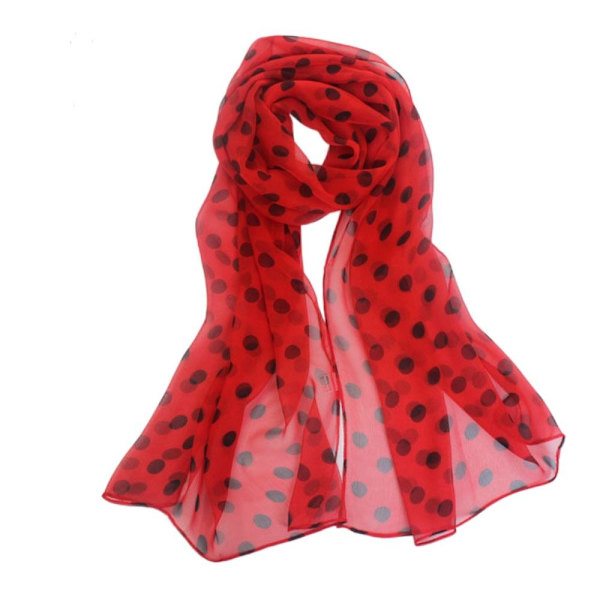Polka Dot Skjerf Silke Skjerf RØDT Red