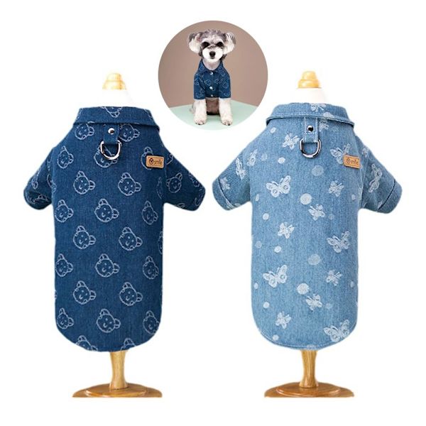 Pet Dog dongeriskjorte Hundejakke MØRKEBLÅ L Dark Blue L